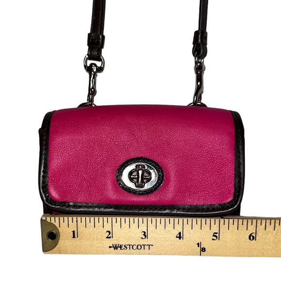 Coach Fuchsia Pink Brown Turn Lock Legacy Mini Crossbody 48022 Bag Purse - Picture 12 of 13